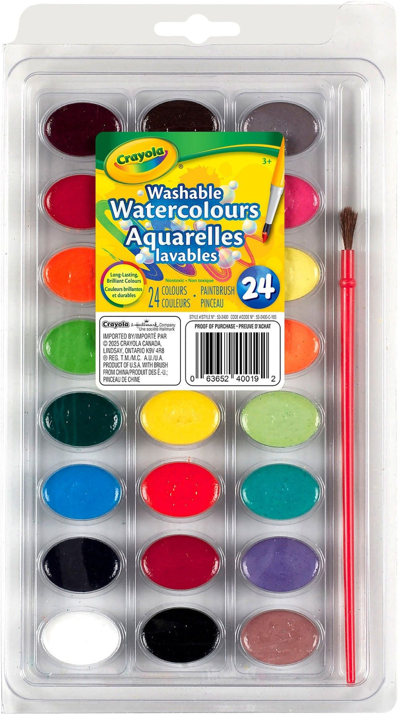 Crayola Super Tips Washable Watercoulour Paints, 24 Pieces, Multicolour S8