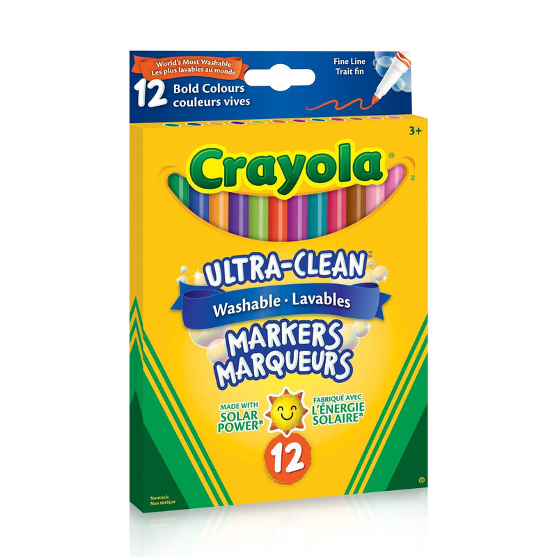 Crayola Ultra-Clean Washable Fine Tip Markers for Drawing/Colouring, Multi-Colour, 12-pk, Ages 3+ F4