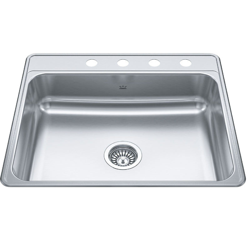 Creemore Drop-In Single 4-Hole Stainless Steel Sink, 22x25-in R2