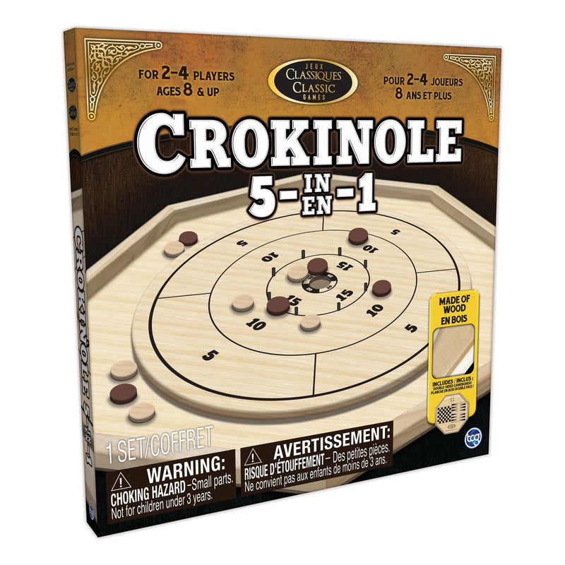 Crokinole 5-in-1 Deluxe Wooden Board Game Set, Ages 8+ R4