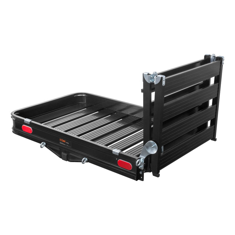 CURT 18112 Aluminum Hitch Mount Basket-Style Cargo Carrier with Ramp, Fits 2-in Receivers, 50 x 30-in L9