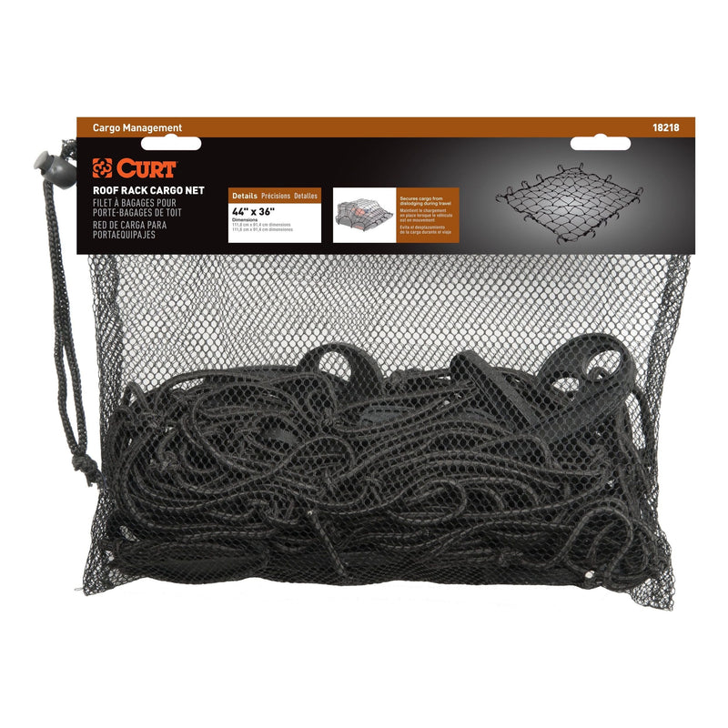CURT 18218 Elastic Cargo Net with Hooks for Roof Basket, 44 x 36-in J5