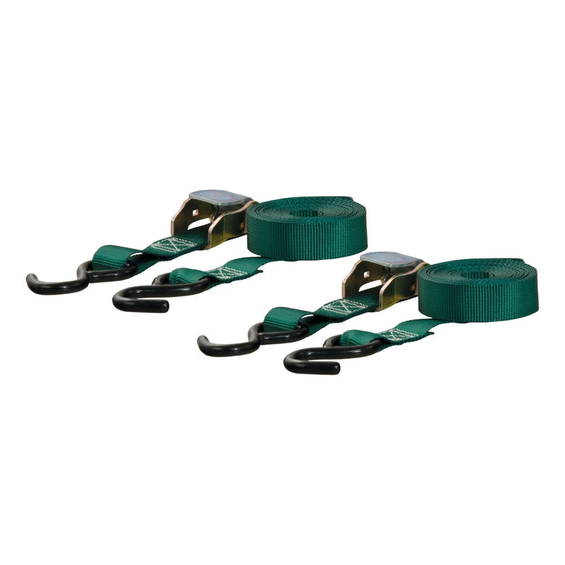 CURT 83015 Cargo Straps with S-Hooks, Dark Green, 300-lb, 15-ft, 2-pk C4