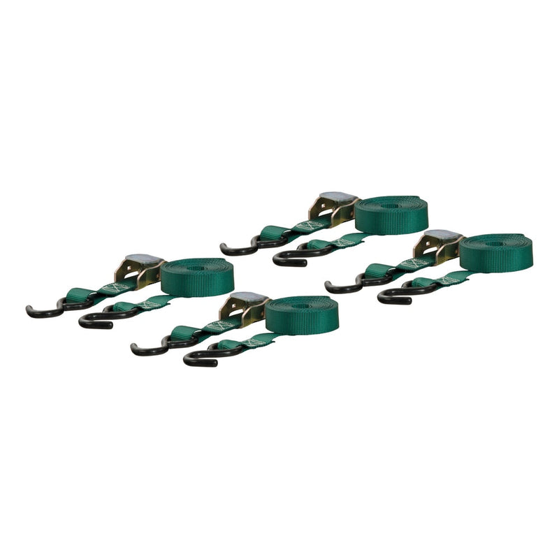 CURT 83016 Cargo Straps with S-Hooks, Dark Green, 300-lb, 16-ft, 4-pk Y0