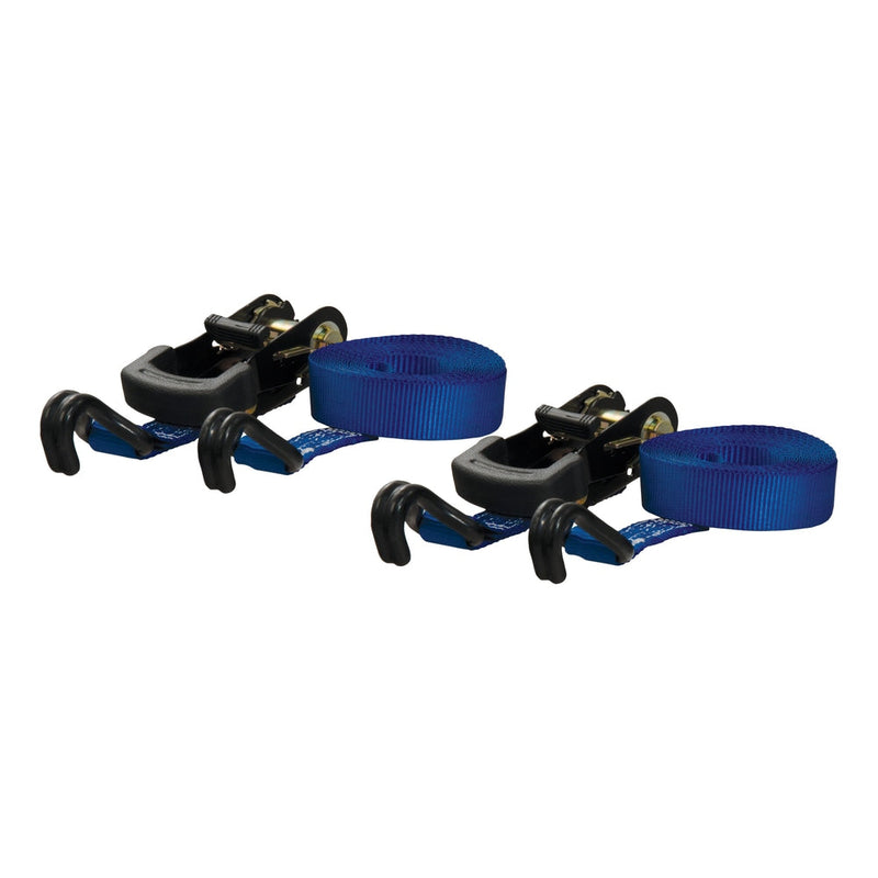 CURT 83020 Cargo Straps with J-Hooks, Blue, 733-lb, 16-ft, 2-pk J9