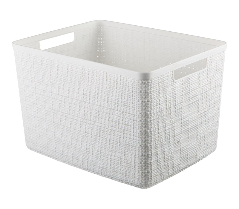 Curver Large Jute Weave Nesting Storage Basket, White Z4