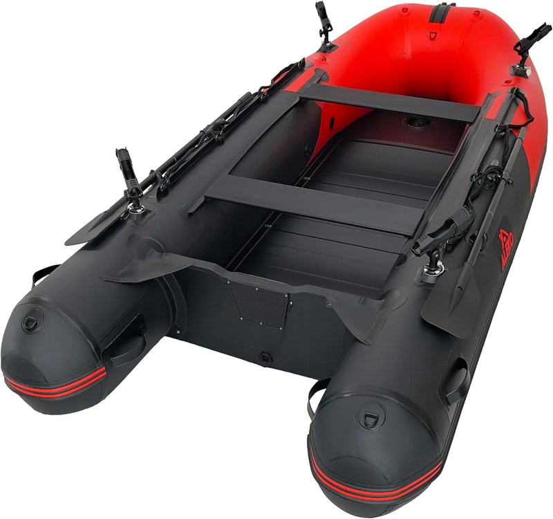 Inflatable Boat | Yacht Dinghy Tender Raft | Multi Person Fishing Boat | Aluminum Floor Oars | Fishing Rod Holders | Heavy-Duty PVC | 2024 Model | D7