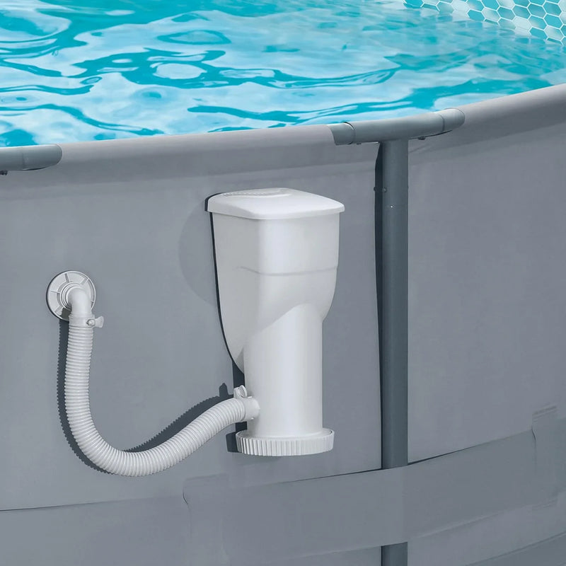 Gallons Per Hour 2 in 1 Filter Pump and Skimmer System with Clamps and 1.5 Inch Hose Fitting for Above Ground Swimming Pools D6