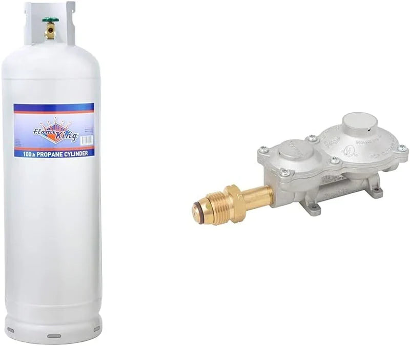 Steel Propane Tank Cylinder with POL Valve and Collar, Great for Mixed Heating Systems, Home fireplaces, Dryers and Grills-Flame King O8