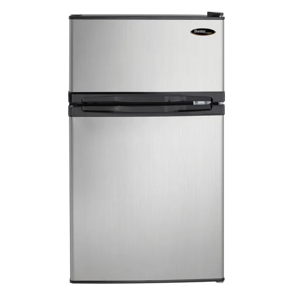 Danby Designer 3.1 cu. ft. Dual Door Compact Fridge with Freezer in Stainless-steel Look R8