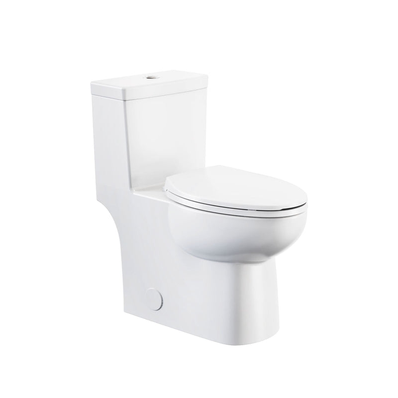 Danze 1-Piece Elongated Toilet Bowl with Soft Close, White, 3.8/4.8-L H0