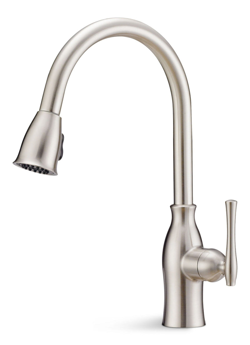 Danze Lisa Single-Handle High Arc Pull-Down Kitchen Faucet, Brushed Nickel Z7