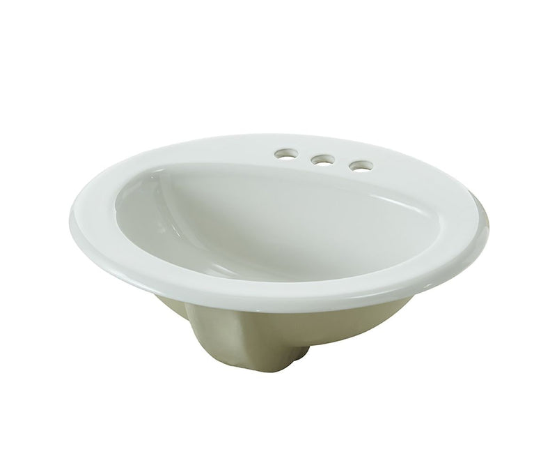 Danze Oval Drop-In Bathroom Sink, White, 4-in Centre, 20-in x 17-in X9