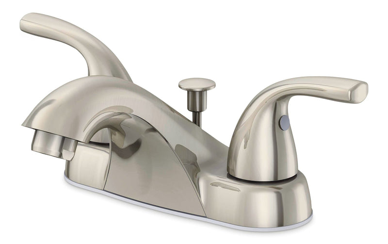 Danze Renovate Double Handle Bathroom Sink Faucet with Pop-up Drain, 4-in Centreset, Brushed Nickel B5