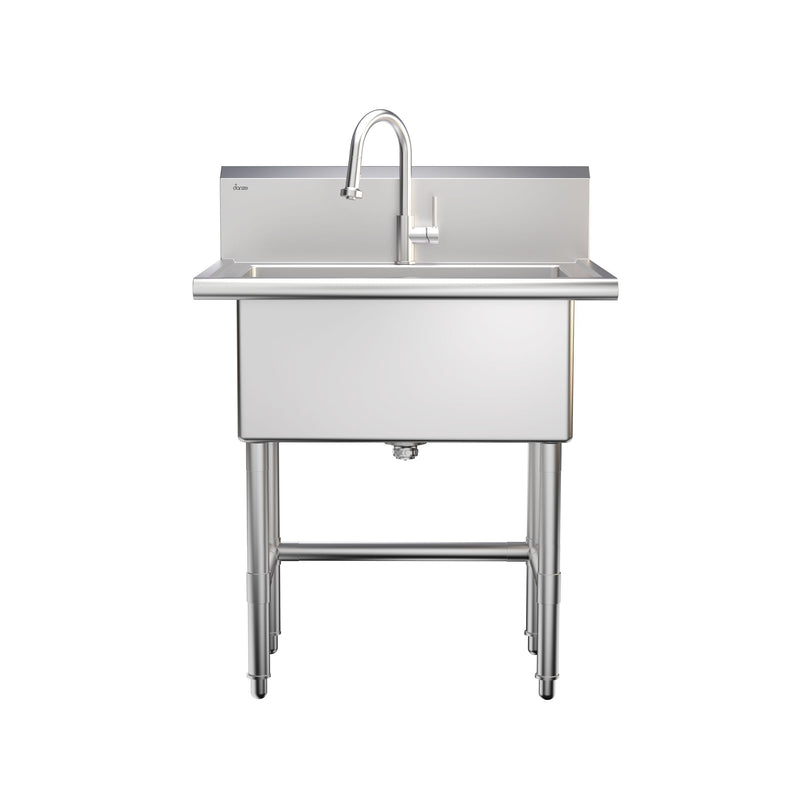 Danze Single Deep Bowl Stainless Steel Utility Sink with Pull-Down Faucet & Strainer, 30-in Q7
