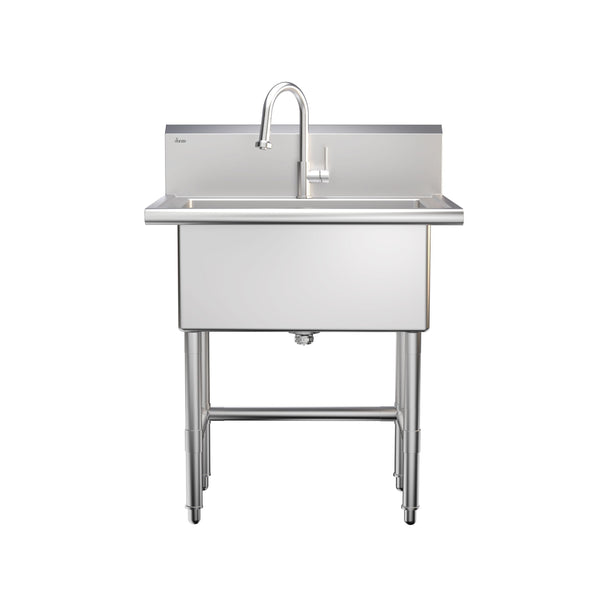 Danze Single Deep Bowl Stainless Steel Utility Sink with Pull-Down Faucet & Strainer, 30-in D7