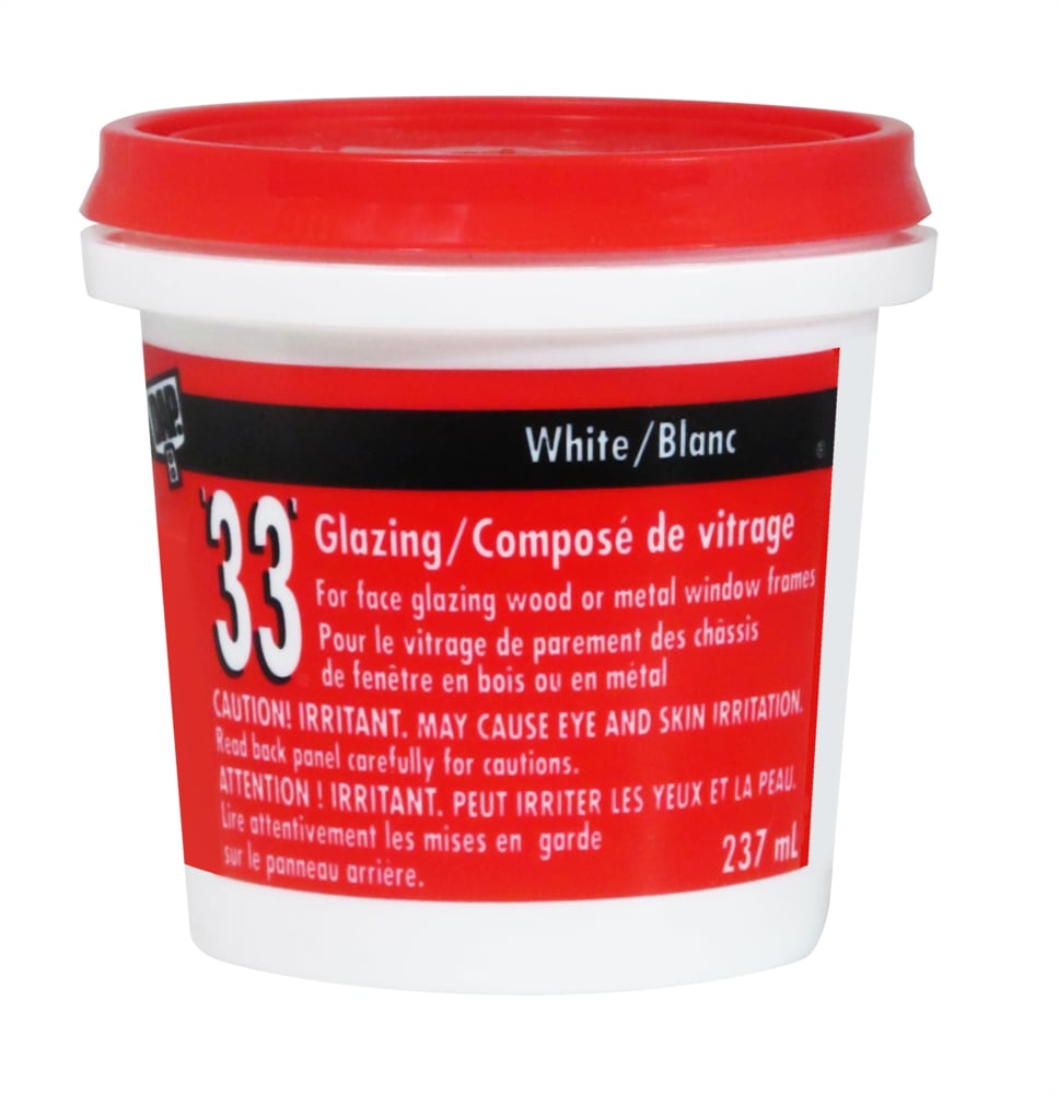 DAP 33 Glazing Putty Sealant For Wood & Metal Window Frames, Crack-Proof, White, 273-mL