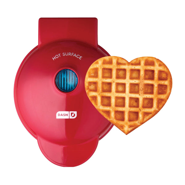 Dash Heart Compact Mini, Non-Stick Waffle Maker, Red E8