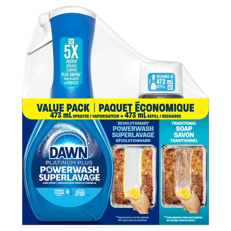 Dawn Platinum Powerwash Dish Spray, Fresh Scent Bundle, 1 Starter-Kit K3