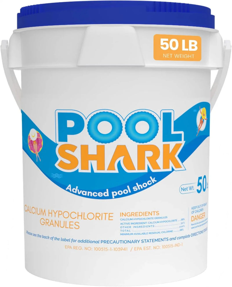 68% Calcium Hypochlorite Pool Shock for Swimming Pools - Chlorine Granules Swimming Pool Shock 50 lbs Bucket - Pool Chlorine for Inground and Above Ground Pool Treatment, Saltwater (50lbs) V0