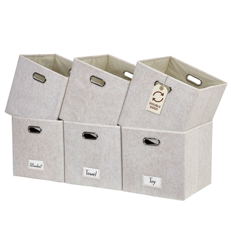 Decomomo Collapsible Felt Storage Cube, 11-in, 6-pk, Beige C2