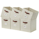 Decomomo Collapsible Storage Cube with Label, 11-in, 6-pk, Beige