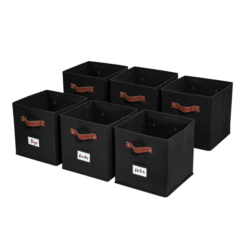 Decomomo Collapsible Storage Cube with Label, 11-in, 6-pk, Black W3
