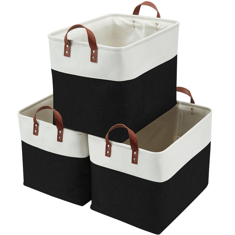 Decomomo Jumbo Foldable Storage Basket, 42-L, 3-pk, Black B1