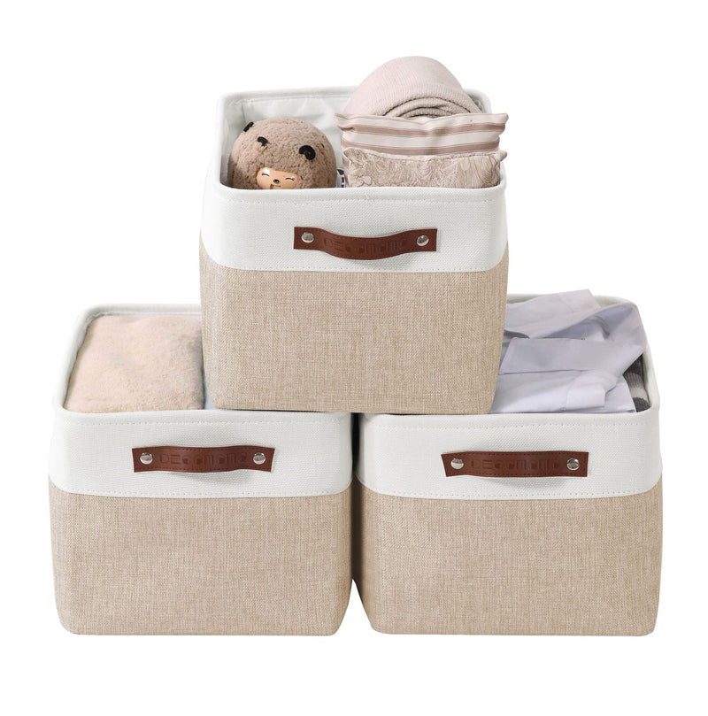 Decomomo Large Soft-Sided Foldable Storage Basket, 3-pk, Beige Z2