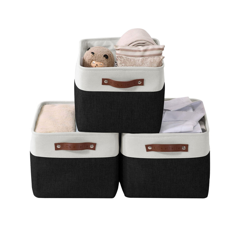 Decomomo Large Soft-Sided Foldable Storage Basket, 3-pk, Black V6