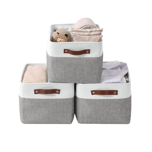 Decomomo Large Soft-Sided Foldable Storage Basket, 3-pk, White N8