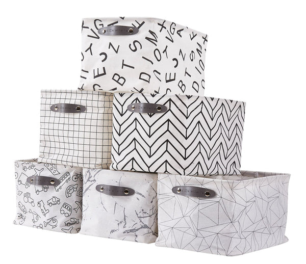 Decomomo Large Water Resistant Storage Bin, 15-in x 11-in x 9.5-in, 6-pk, Black Pattern G5