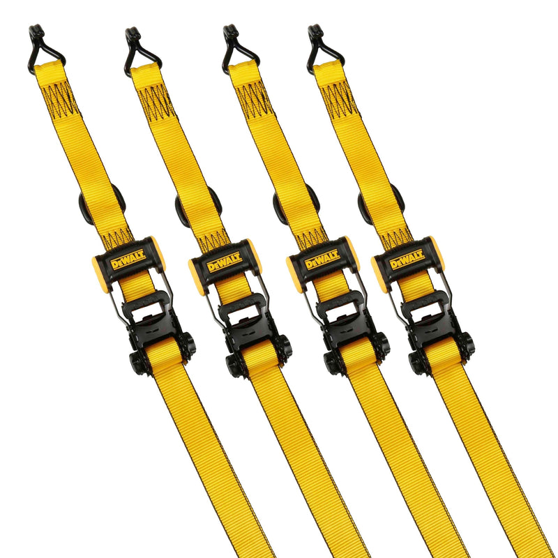 DEWALT 3,300-lb Ratchet Tie-Down Straps, Weatherproof, 1.5-in x 16-ft, 4-pk X6