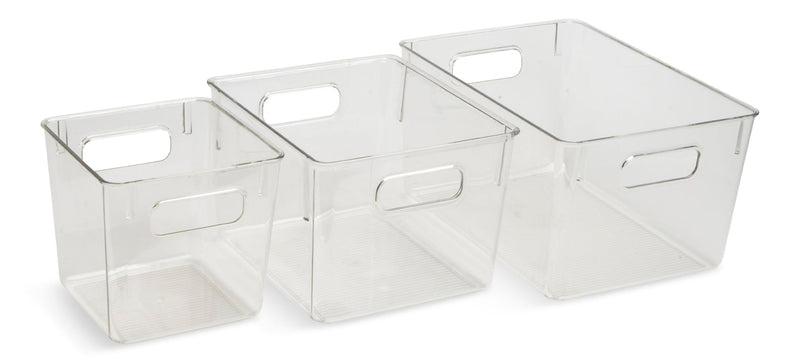 Dial Multi-Size Clear Storage Bin Set, 3-pc W8