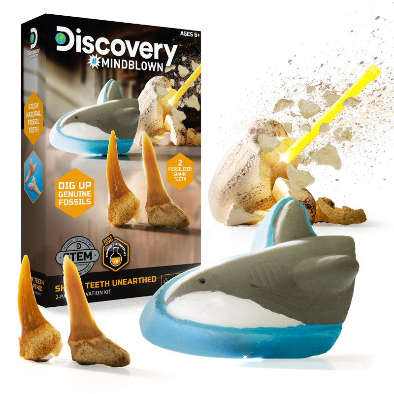 Discovery Mini Unearthed Shark Teeth Excavation Kit/Educational Toy for Ages 6+, 2-pc V9