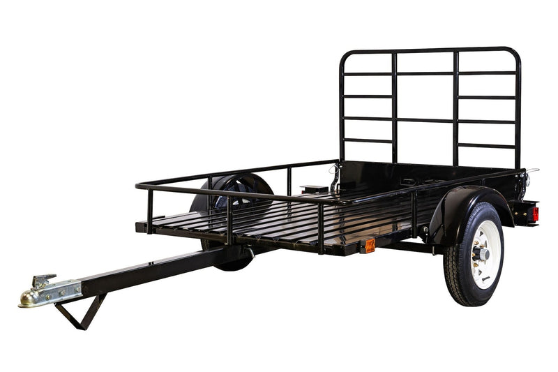DK2 by Marlon 4x6-ft Single-Axle Black Open Rail Utility Trailer with Ramp Gate, 1314-lb Capacity X2