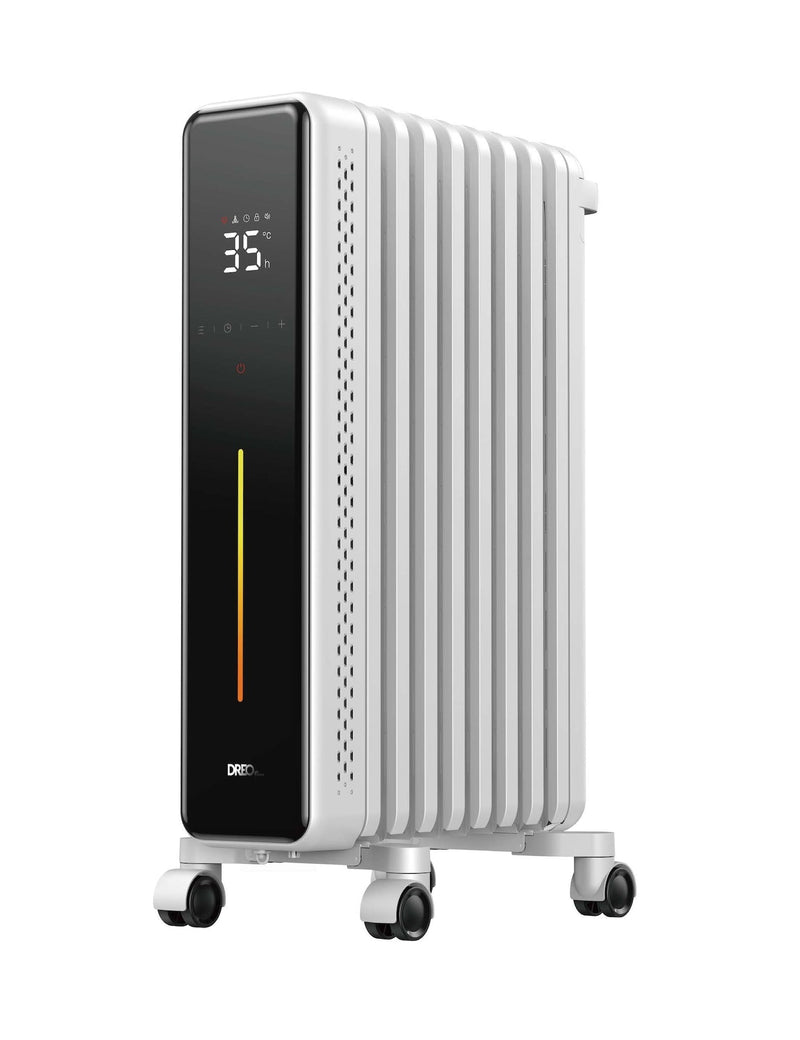 DREO Home 1500W Digital Electric Oil-Filled Radiator Heater with Thermostat, White H8