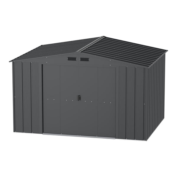Duramax Metal Outdoor Storage Shed with Steel Frame, Dark Grey, 10-1/2-ft x 8-ft U1