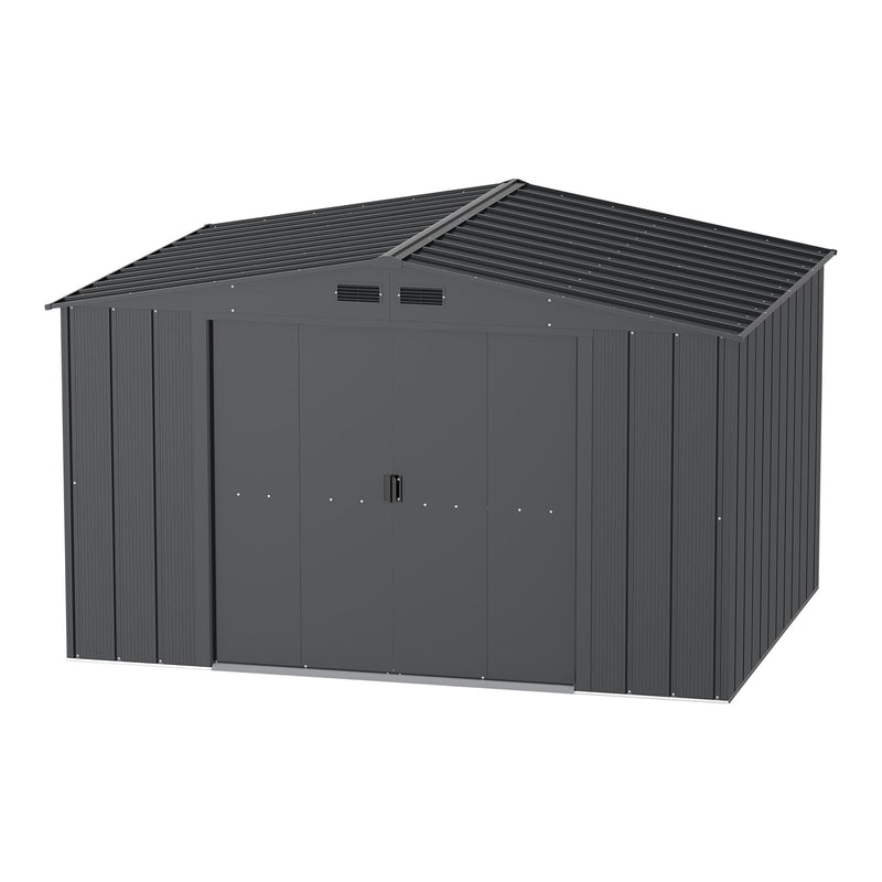 Duramax Metal Outdoor Storage Shed with Steel Frame, Dark Grey, 10-1/2-ft x 8-ft U1