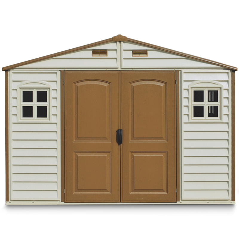 Duramax Woodside Vinyl Resin Garden Shed, Brown, 10-1/2-ft x 8-ft H6