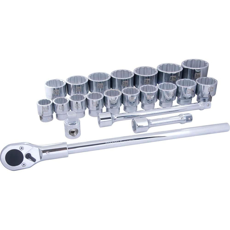 Dynamic Tools 1-in Drive 12 Point Standard Socket & Attachment Set, SAE, 21-pk L8