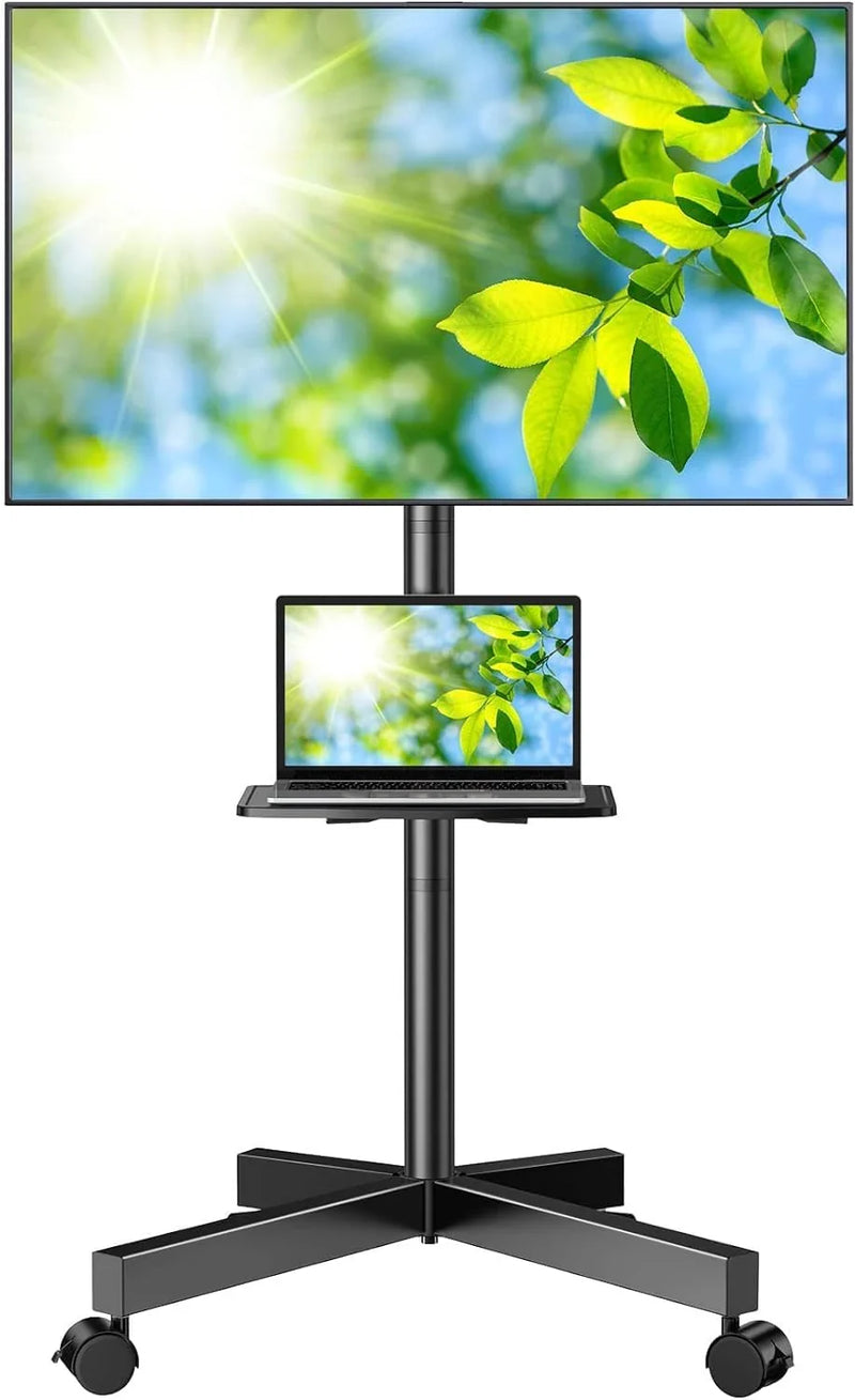 Mobile TV Stand for 23-60 Inch LCD LED Flat/Curved Panel Screen TVs, Tilt TV Cart Holds up to 88Lbs Portable Stand with Laptop Shelf Rolling Floor Max VESA 400x400mm (PSTVMC06) X4