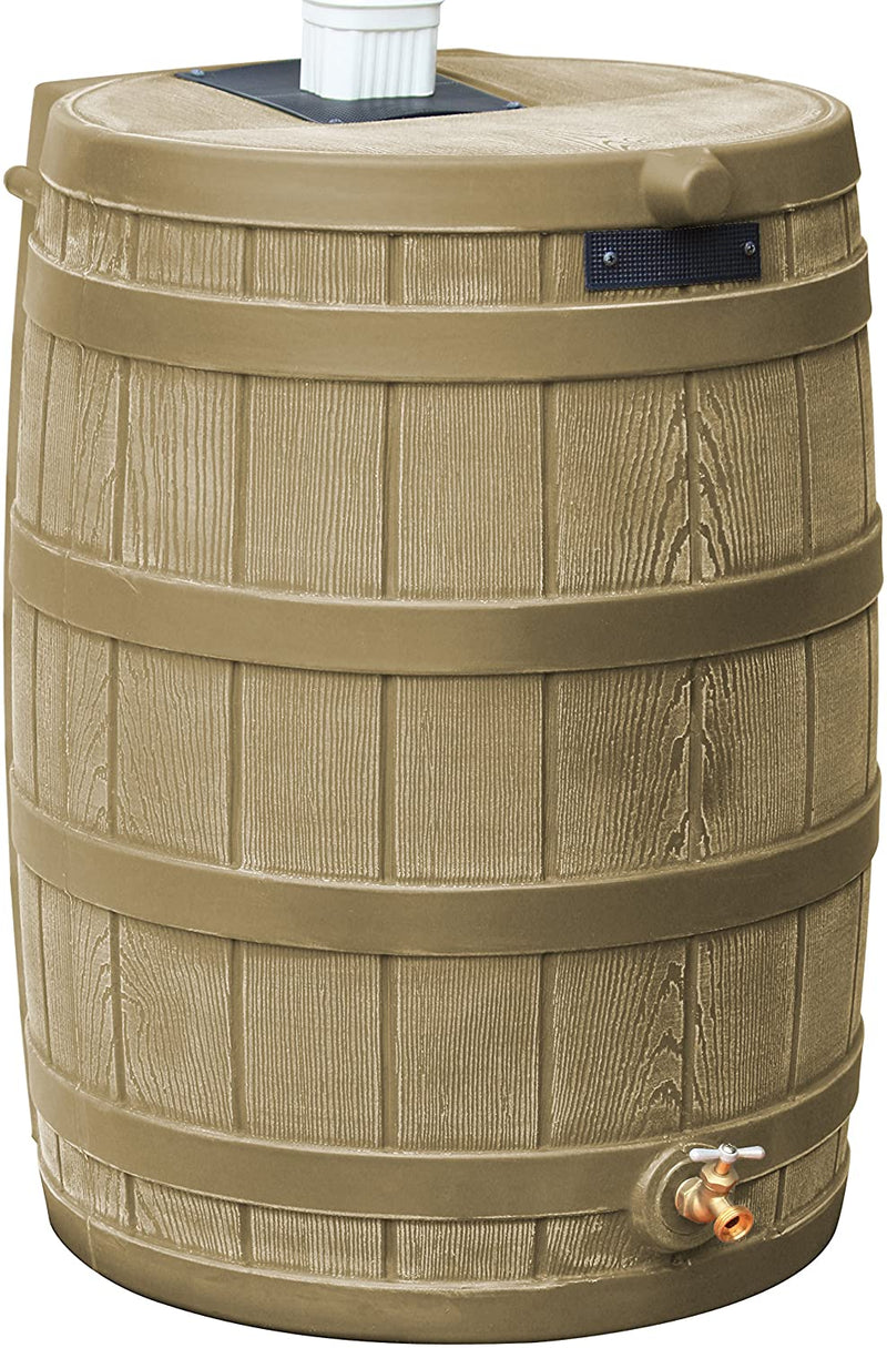 Good Ideas Rain Wizard 50 Gallon Plastic Outdoor Home Rain Barrel Water Storage Collector U4