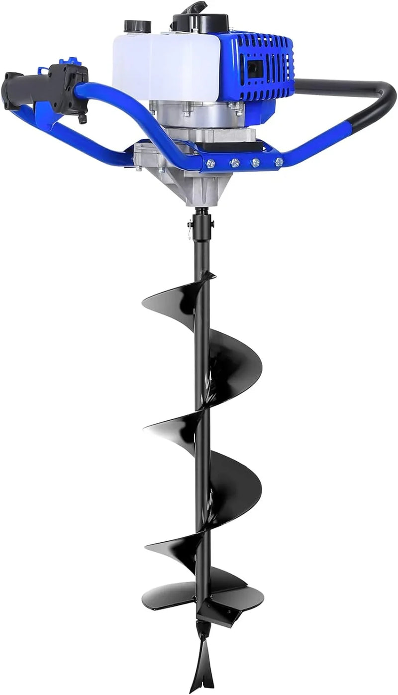 Post Hole Digger Gas Powered, 52cc 2.4 HP 2 Stroke Engine Earth Auger with 8" Drill Bit, EPA Compliant Post Hole Auger H4