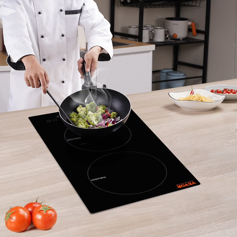 BENTISM 12 inch Electric Cooktop 2 Burners 1800W Stove Top Touch Control Q2