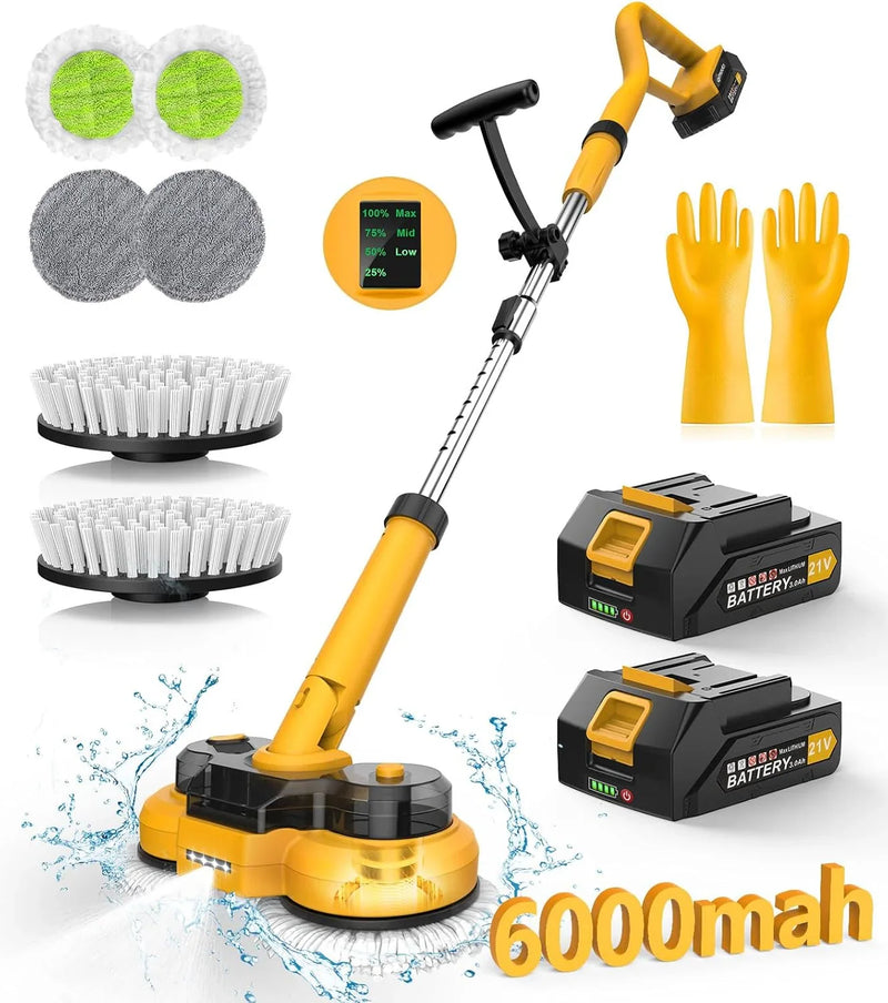 6000mAh Battery Electric Mop M1, 800RPM Cordless Electric Power Scrubber & Mops for Floor Cleaning, Best Automatic Spin Mops with Smart Display,Rotating Mop with LED Light & Water Spray-qimedo G3