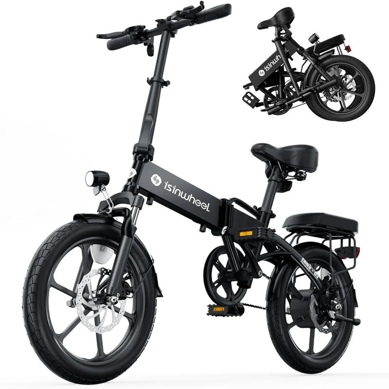 Electric Bike for Adults 500W Motor, 20 mph Folding Ebike, 14"/16"/20" Adults Electric Bicycles with Smart Uphill, 280.8Wh Battery, 25 Miles PAS Range, Mini E Bikes for Adults and Teens-isinwheel F9