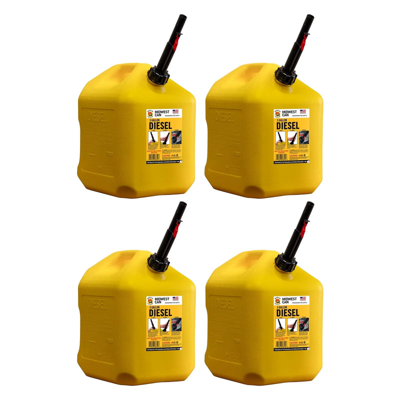 5 Gallon Diesel Can Fuel Container w/ Auto Shut Off (4 Pack) Z3