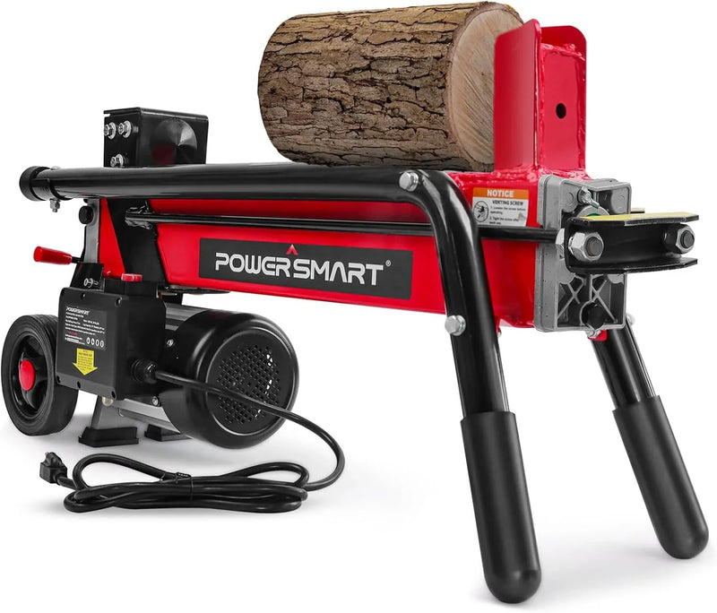 Electric Log Splitter 7-Ton - Efficient Wood Splitter with 3500 Motor Speed, 15 Amp, Horizontal Full Beam Design and Steel Wedge for Firewood & Kindling Cutting Q4