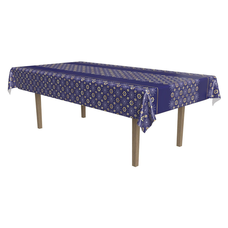 Eid Ramadan Rectangle Plastic Reusable Table Cover, Navy Blue/Gold, 54 x 108-in, for Religious Party/Eid Mubarak/Ramadan Q5